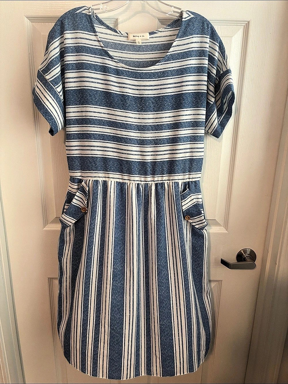 Hailey & Co. Striped Midi Dress in Blue & White Size Medium